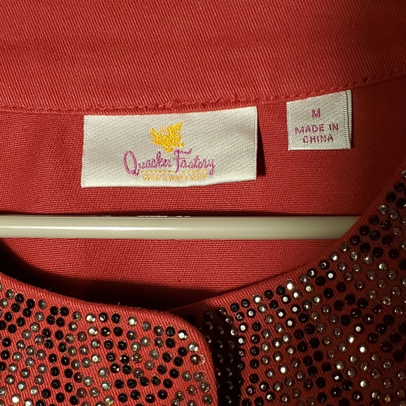 Rhinestone decorated Red Jeans Jacket - Picture 5 of 6
